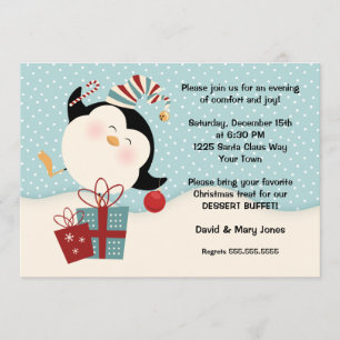 Invitación del fiesta del pingüino del navidad