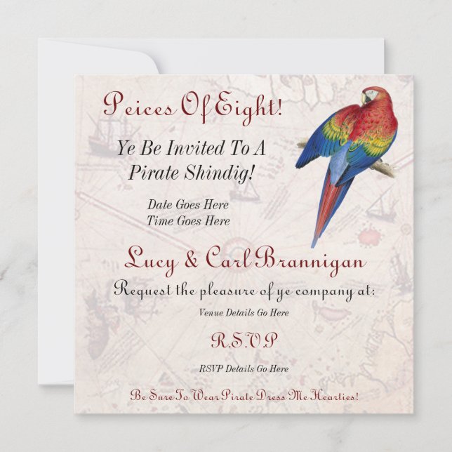 Invitación del fiesta del pirata (Anverso)