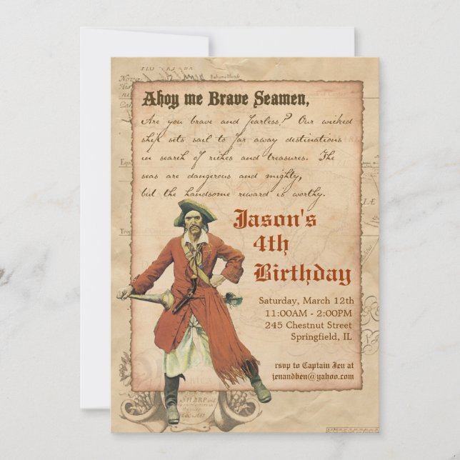 Invitación del fiesta del pirata (Anverso)