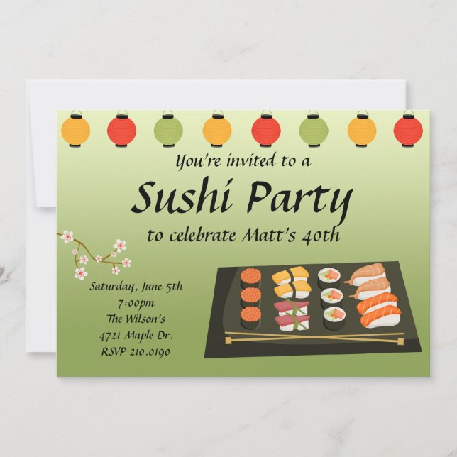 Invitación del fiesta del sushi (Anverso)