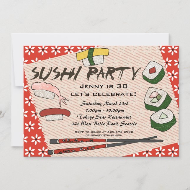 Invitación del fiesta del sushi (Anverso)