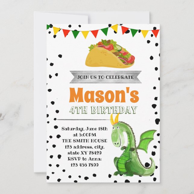 Invitación del fiesta del tacos del amor del (Anverso)
