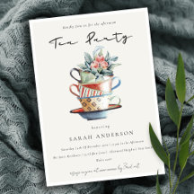 Invitación del Fiesta del té de la tarde apilado d