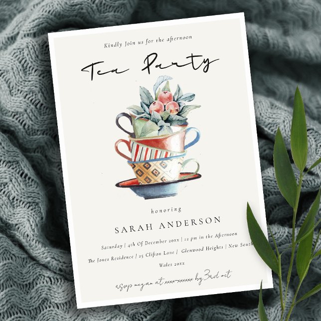 Invitación del Fiesta del té de la tarde apilado d (Subido por el creador)