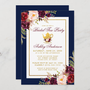 Invitación del Fiesta del té de novia floral de bo
