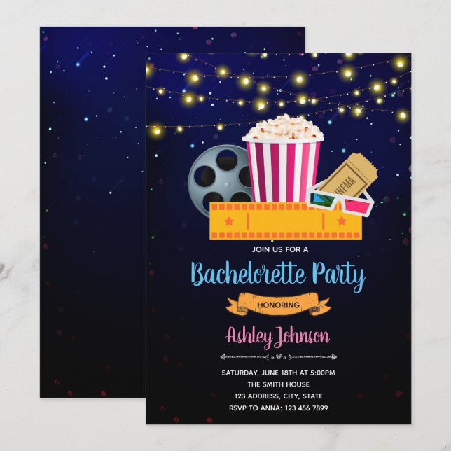 Invitación del fiesta del tema de la película de (Anverso / Reverso)