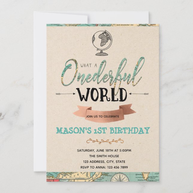 Invitación del fiesta del tema del viaje (Anverso)