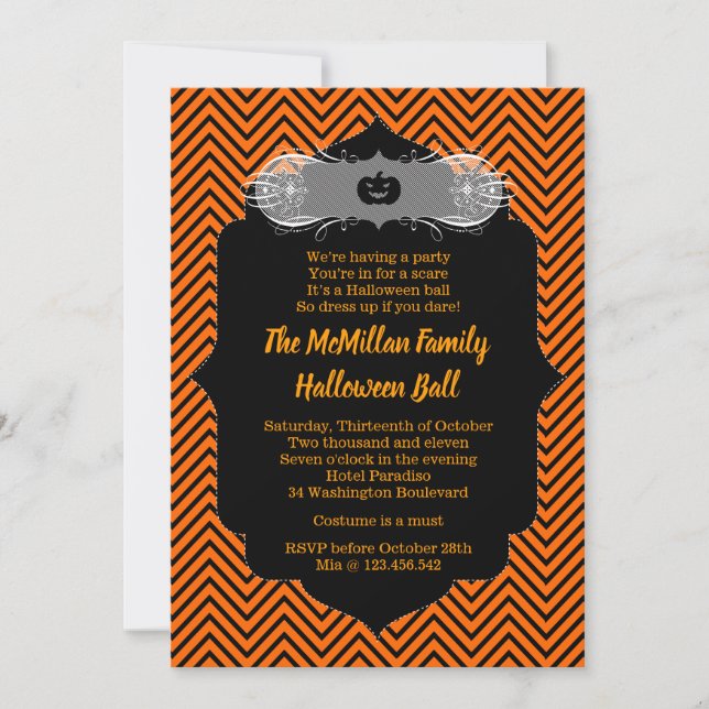 Invitación del fiesta del traje de la bola de (Anverso)