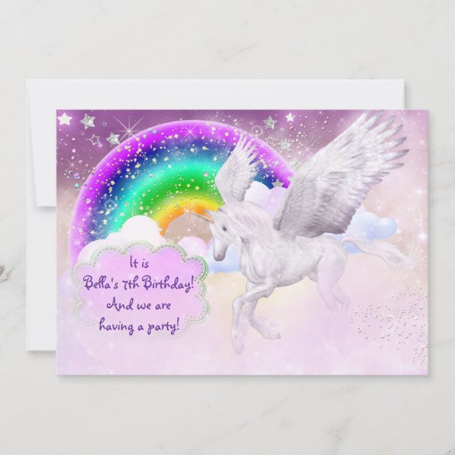 Invitación del fiesta del unicornio (Anverso)