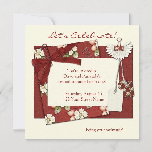 Invitación del fiesta del verano de la fresa (Anverso)