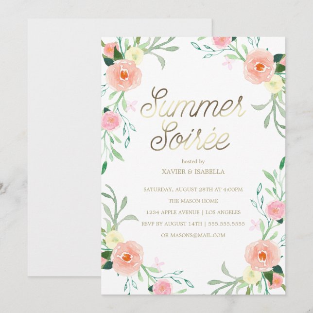 Invitación del fiesta del verano de Soirée el | (Anverso / Reverso)