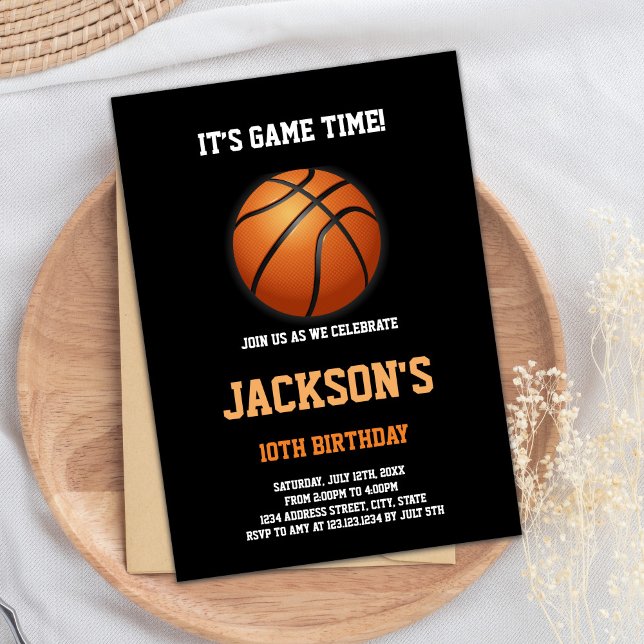 Invitación del Fiesta deportivo Slam Dunk de Niños (Basketball Ball Birthday Invitations)