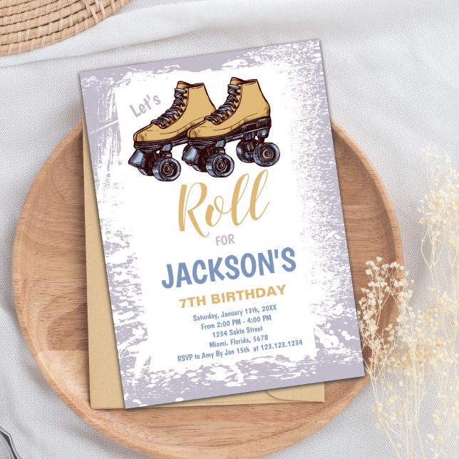 Invitación del Fiesta editable de la piel azul (Boy Skating Birthday Invitations)