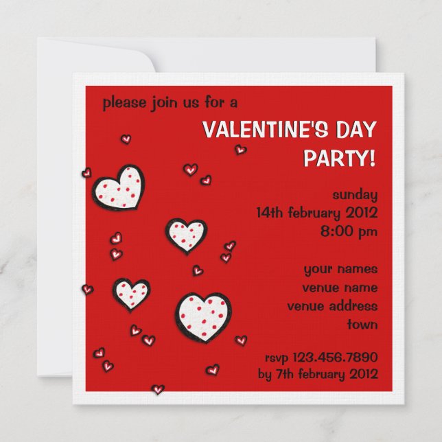 Invitación del Fiesta El día de San Valentín rojo  (Anverso)