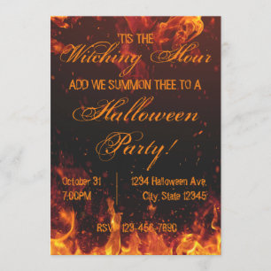 Invitación del fiesta el flamear Halloween