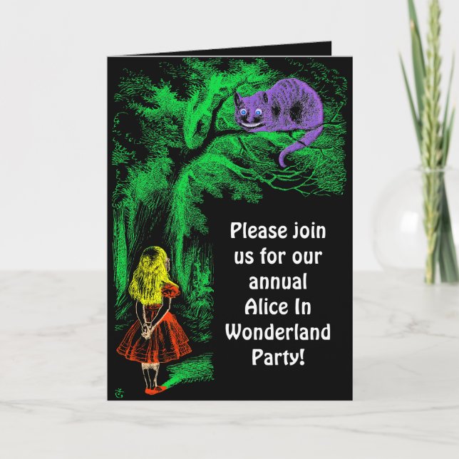 Invitación del fiesta: "Gato de Cheshire " (Anverso)