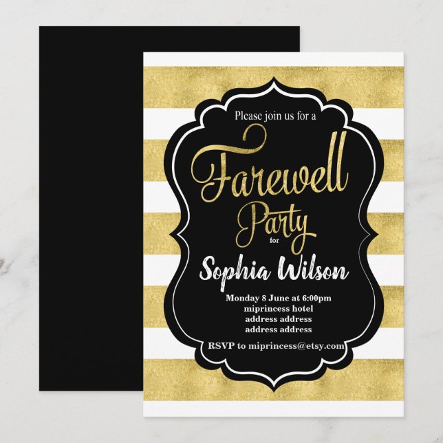 Invitación del Fiesta Gold Farewell (Anverso / Reverso)
