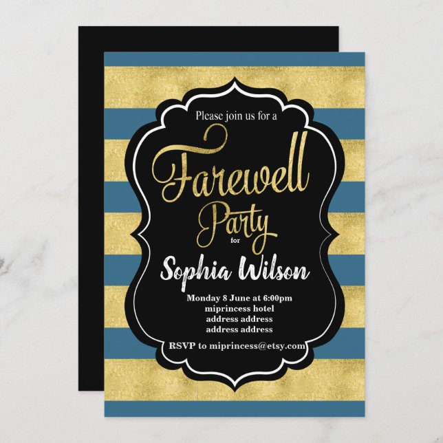 Invitación del Fiesta Gold Farewell (Anverso / Reverso)