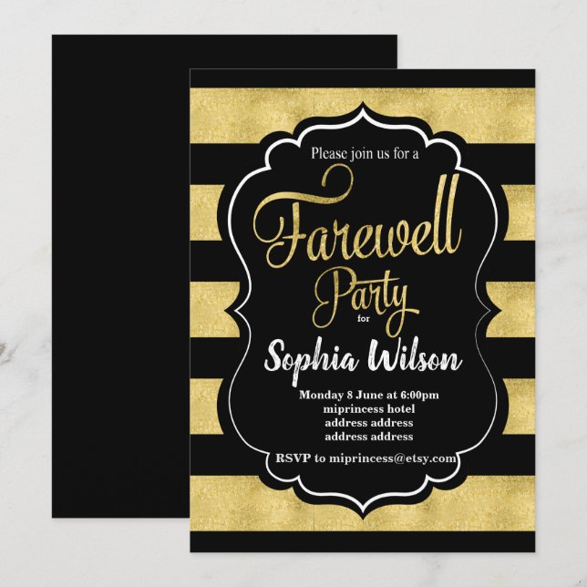 Invitación del Fiesta Gold Farewell (Anverso / Reverso)