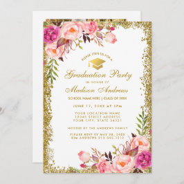 Invitación del Fiesta Grad Purpurina de Oro Rosa -