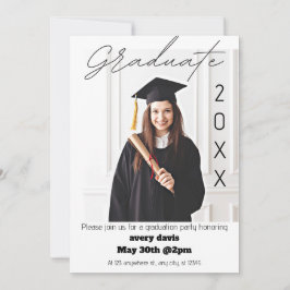 Invitación del Fiesta Graduado Blanco de Foto Grad