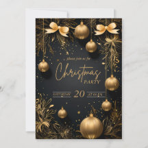 Invitación del Fiesta Navidades dorados Extravagan