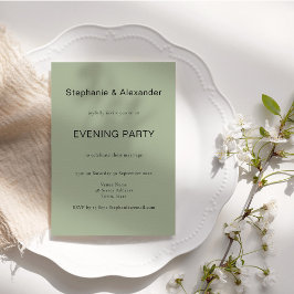 Invitación del Fiesta nocturno de Sage Green Boda