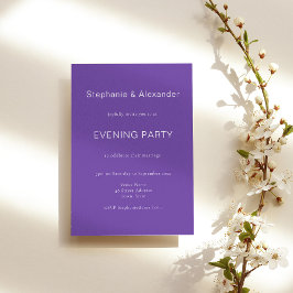 Invitación del Fiesta nocturno simple de Boda púrp