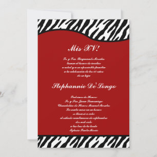 Invitación del Fiesta Quinceanera de Cebra Roja Cr