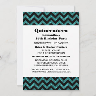 Invitación del Fiesta Quinceañera Purpurina de Che