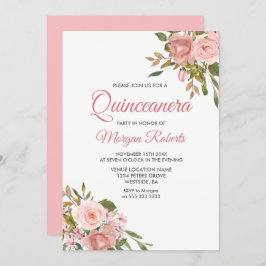 Invitación del Fiesta Quinceanera Rosa Gold & Pink
