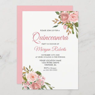 Invitación del Fiesta Quinceanera Rosa Gold & Pink