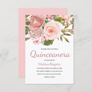 Invitación del Fiesta Rubor Pink Rose Gold Quincea