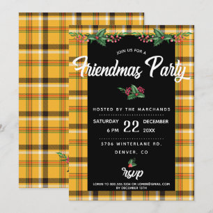 Invitación del Fiesta Tartán Amarillo Plaid Friend