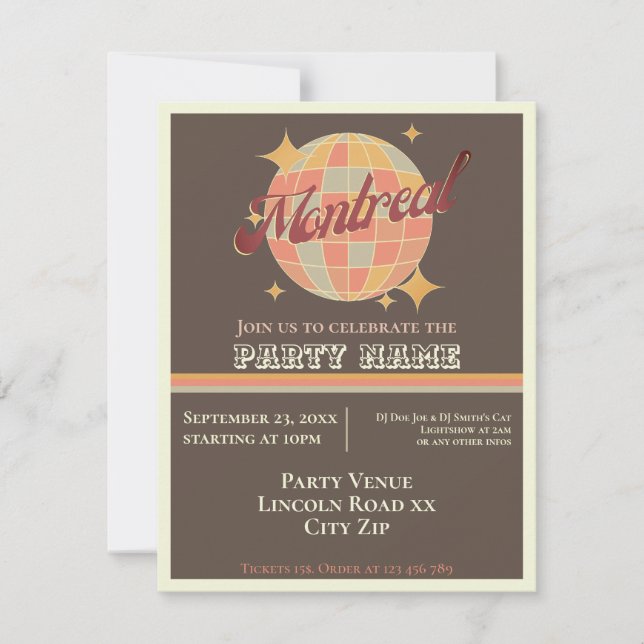Invitación del fiesta temático de Montreal City Ca (Anverso)