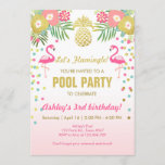 Invitación del Flamingo Pool Party Tropical<br><div class="desc">(H) ¡Una manera perfecta de invitar a sus huéspedes a su Fiesta de la piscina!</div>