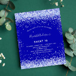 Invitación del flyer blanco azul dulce 16<br><div class="desc">Tenga en cuenta que esta invitación está en papel de volante y es muy delgada. Los sobres no están incluidos. Para invitaciones más gruesas (el mismo diseño) visite nuestra tienda. Una invitación moderna, elegante y glamurosa para una fiesta de 16 y 16 años. Un fondo azul real, decorado con finos...</div>