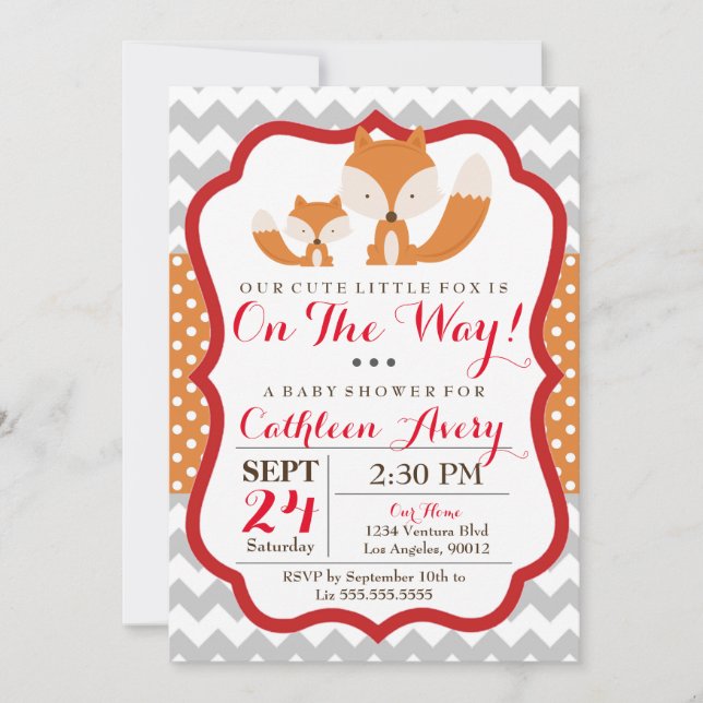 Invitación del Fox Baby Shower (Anverso)