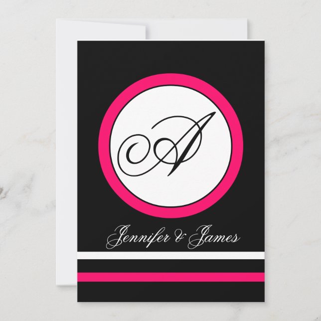 Invitación del fucsia, negra y blanca del (Anverso)
