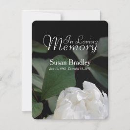 Invitación del funeral conmemorativo de la Peonia