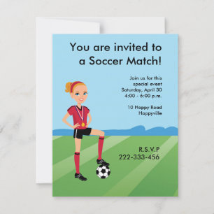 Invitación del fútbol del chica con el ilustracion