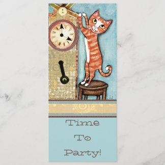 Invitación del gato del tiempo del fiesta -
