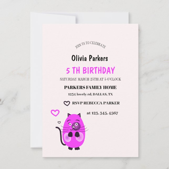 Invitación del gato lila (Anverso)