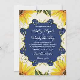 Invitación del girasol y de la boda de los azules
