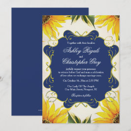 Invitación del girasol y de la boda de los azules