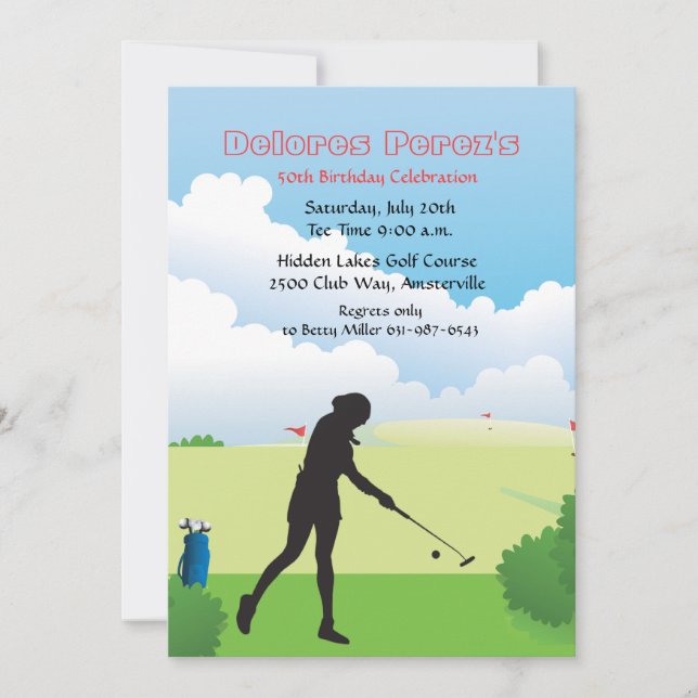 Invitación del golfista de la mujer (Anverso)