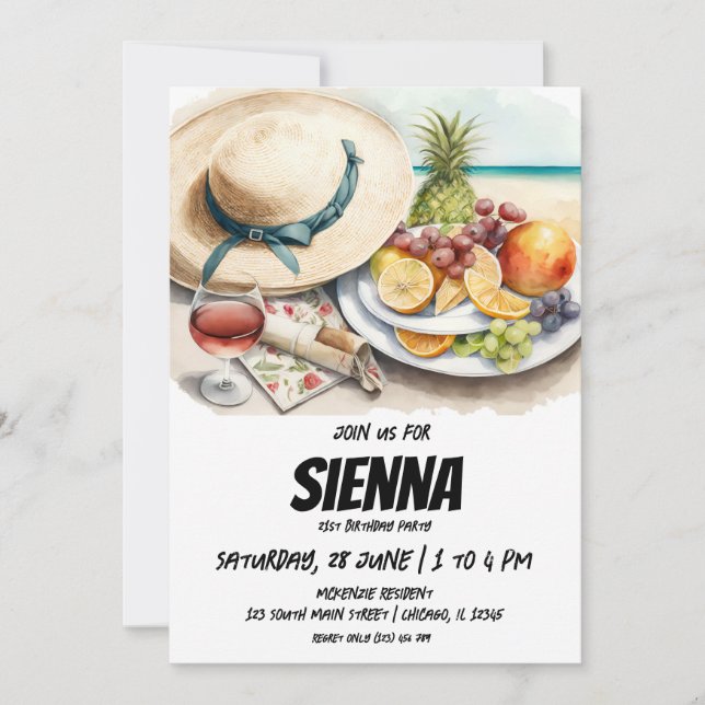 Invitación del gorra de verano picnic beach (Anverso)