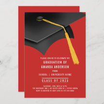 Invitación del Grad Cap Red Graduation Party