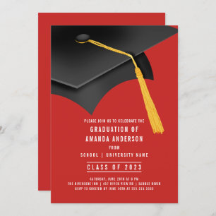 Invitación del Grad Cap Red Graduation Party