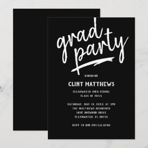 Invitación del Grad Party cepillada con valentía